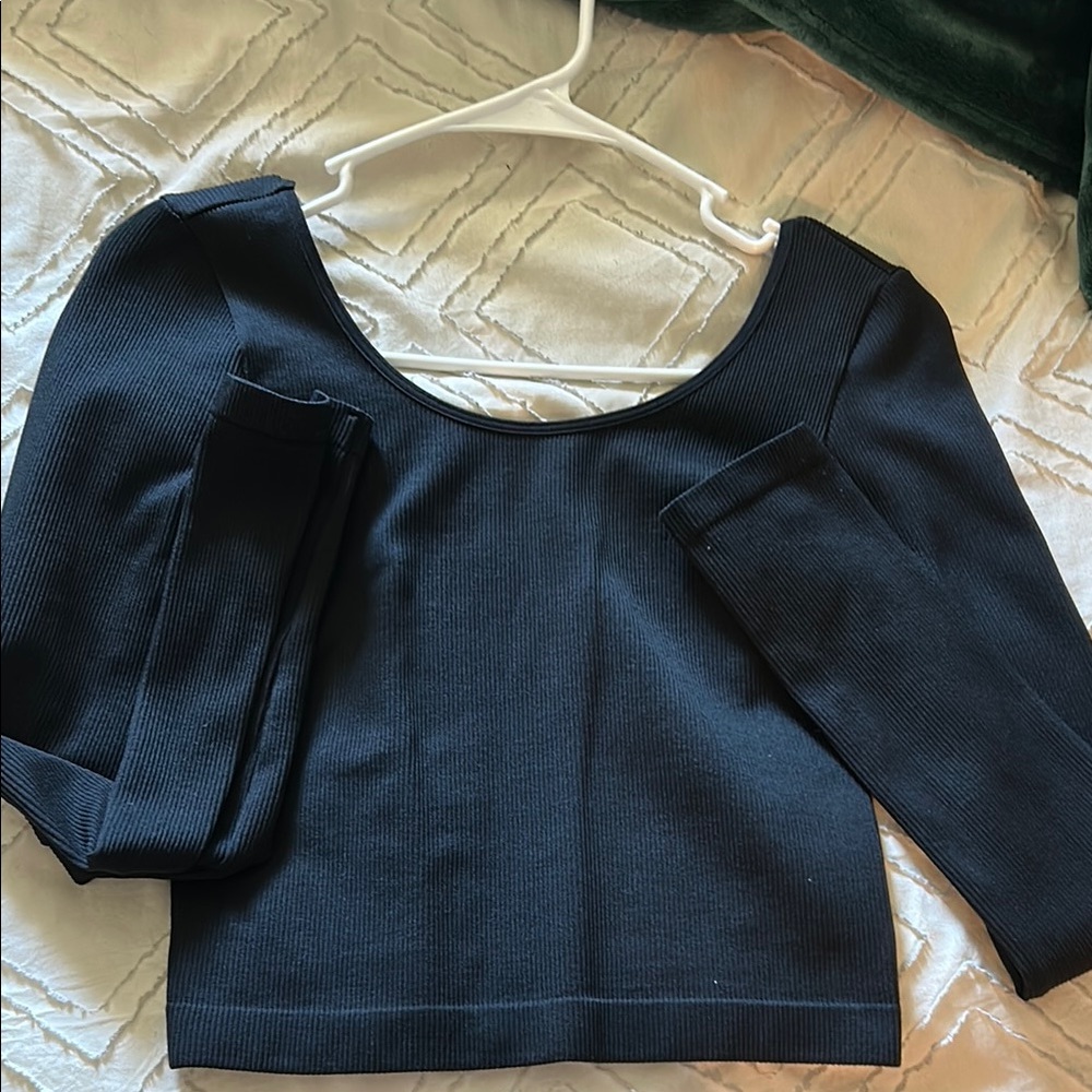 Black Ribbed Women's Top